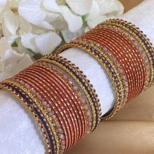 Orange Small Bangle Set for Both Arms traditional Bollywood Indian Pakistani Churi set Jewelley Fashion Bracelet wedding jewellery sale 2.6