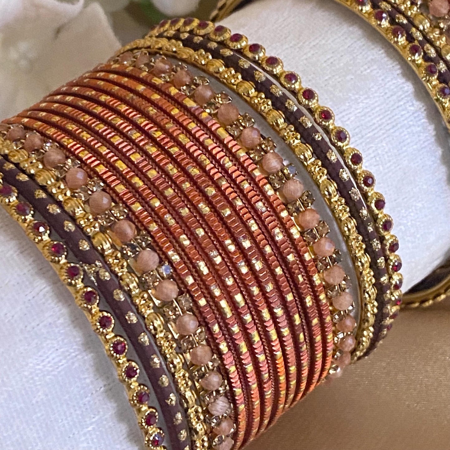 Orange Small Bangle Set for Both Arms traditional Bollywood Indian Pakistani Churi set Jewelley Fashion Bracelet wedding jewellery sale 2.6