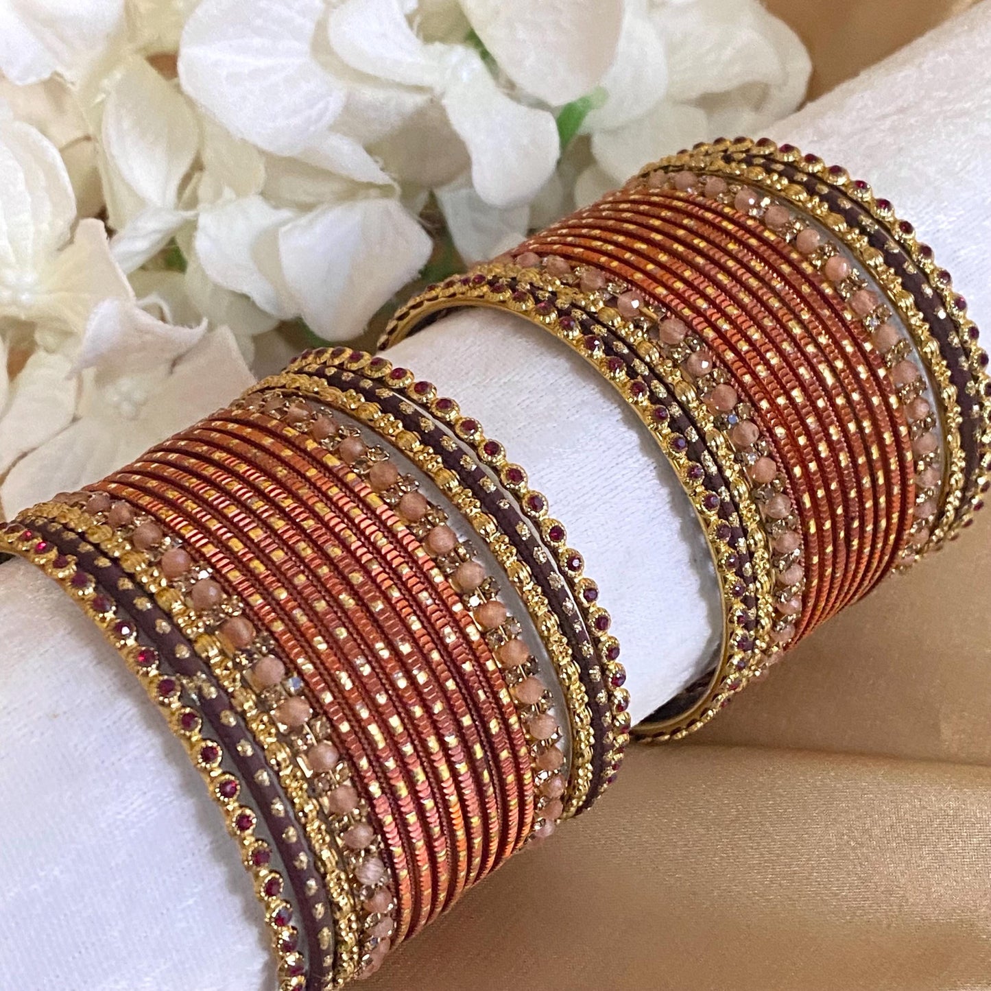 Orange Small Bangle Set for Both Arms traditional Bollywood Indian Pakistani Churi set Jewelley Fashion Bracelet wedding jewellery sale 2.6
