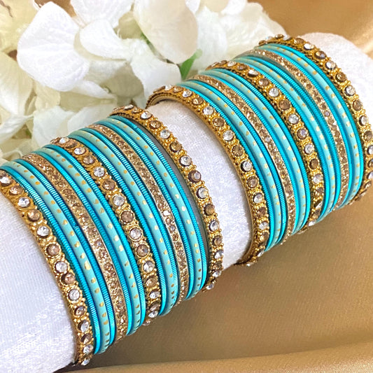 Blue Small Bangle Set for Both Arms traditional Bollywood Indian Pakistani Churi set Jewelley Fashion Bracelet wedding jewellery sale 2.4
