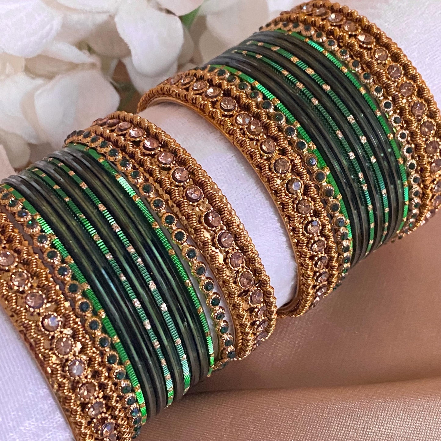 Green Small Bangle Set for Both Arms traditional Bollywood Indian Pakistani Churi set Jewelley Fashion Bracelet wedding jewellery sale 2.4