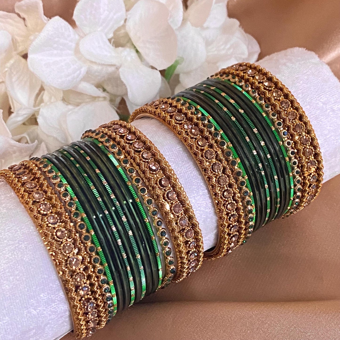 Green Small Bangle Set for Both Arms traditional Bollywood Indian Pakistani Churi set Jewelley Fashion Bracelet wedding jewellery sale 2.4