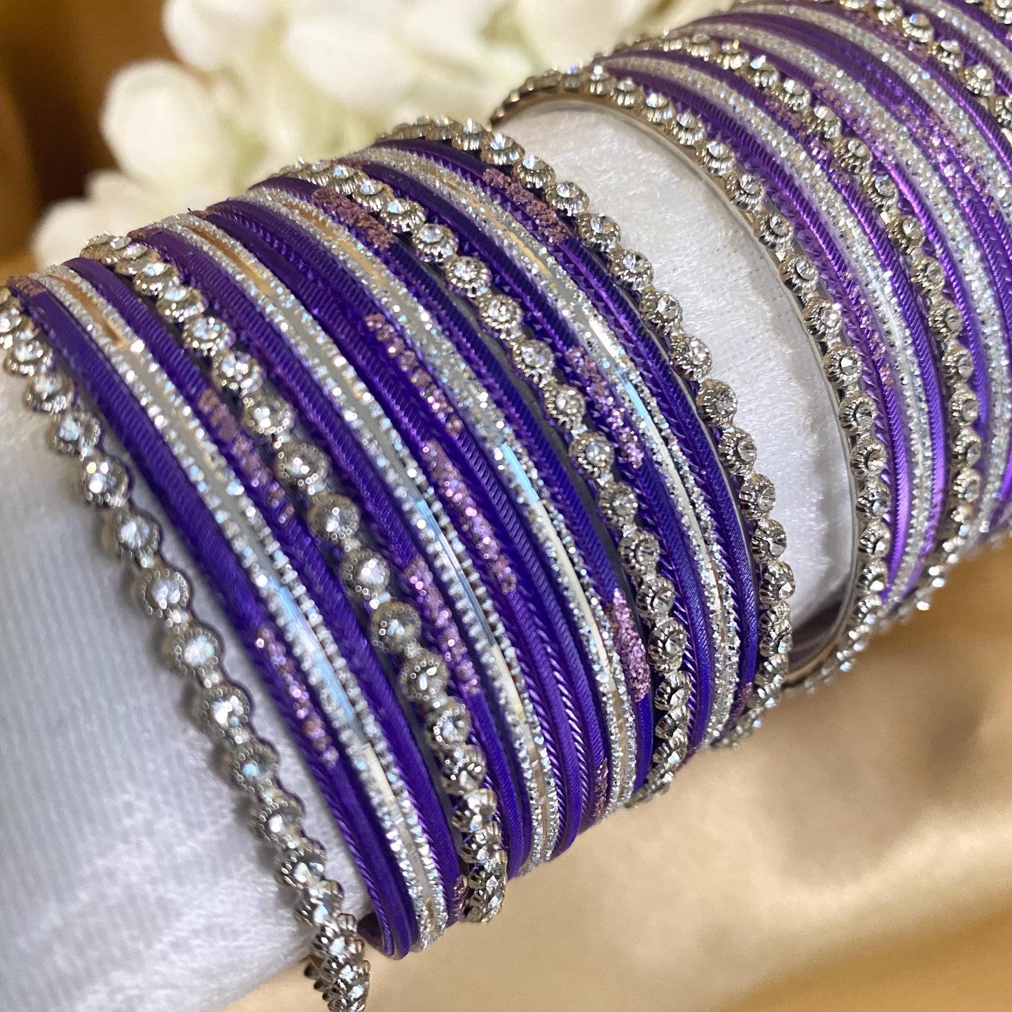 Purple Small Bangle Set for Both Arms traditional Bollywood Indian Pakistani Churi set Jewelley Fashion Bracelet wedding jewellery sale 2.6
