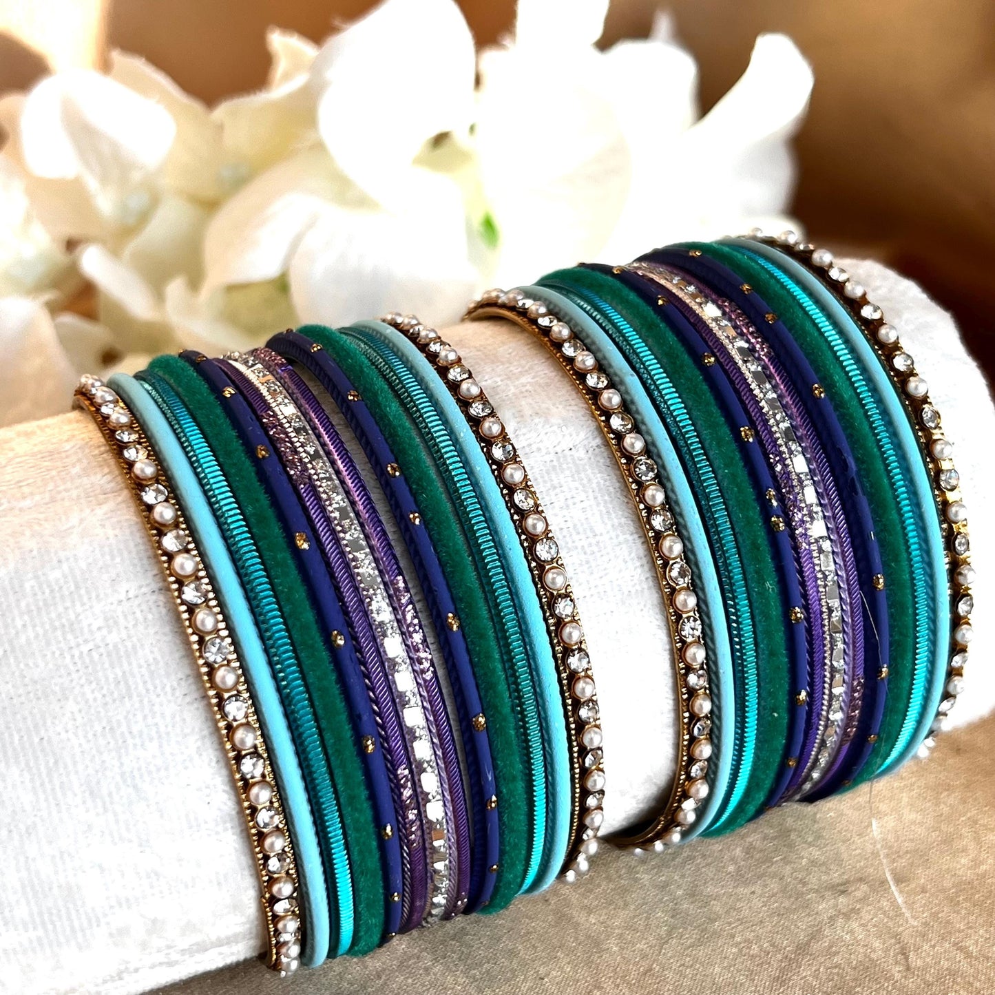 Blue Purple Small Bangle Set for Both Arms traditional Bollywood Indian Pakistani Churi set Jewelley Fashion wedding jewellery sale 2.6