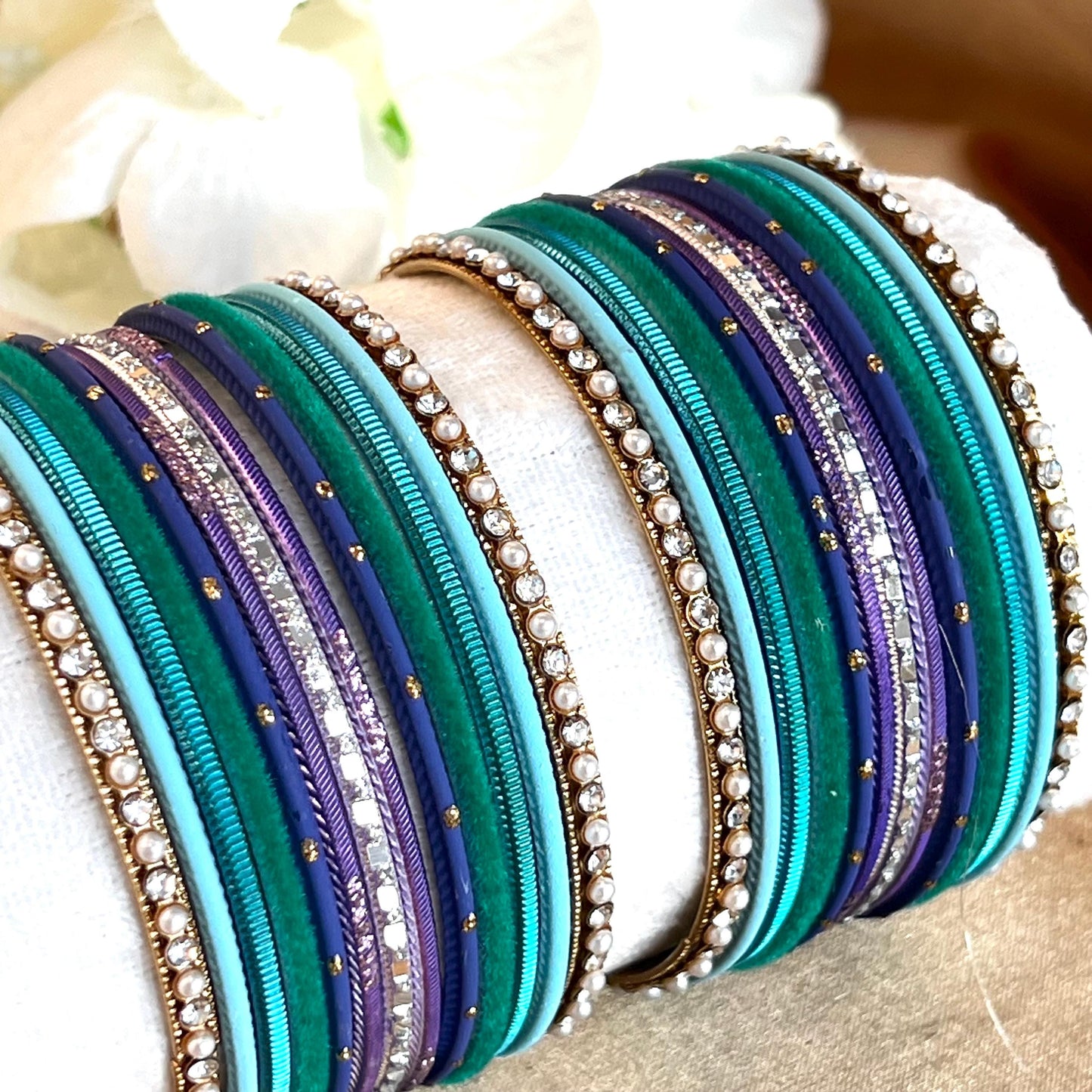 Blue Purple Small Bangle Set for Both Arms traditional Bollywood Indian Pakistani Churi set Jewelley Fashion wedding jewellery sale 2.6