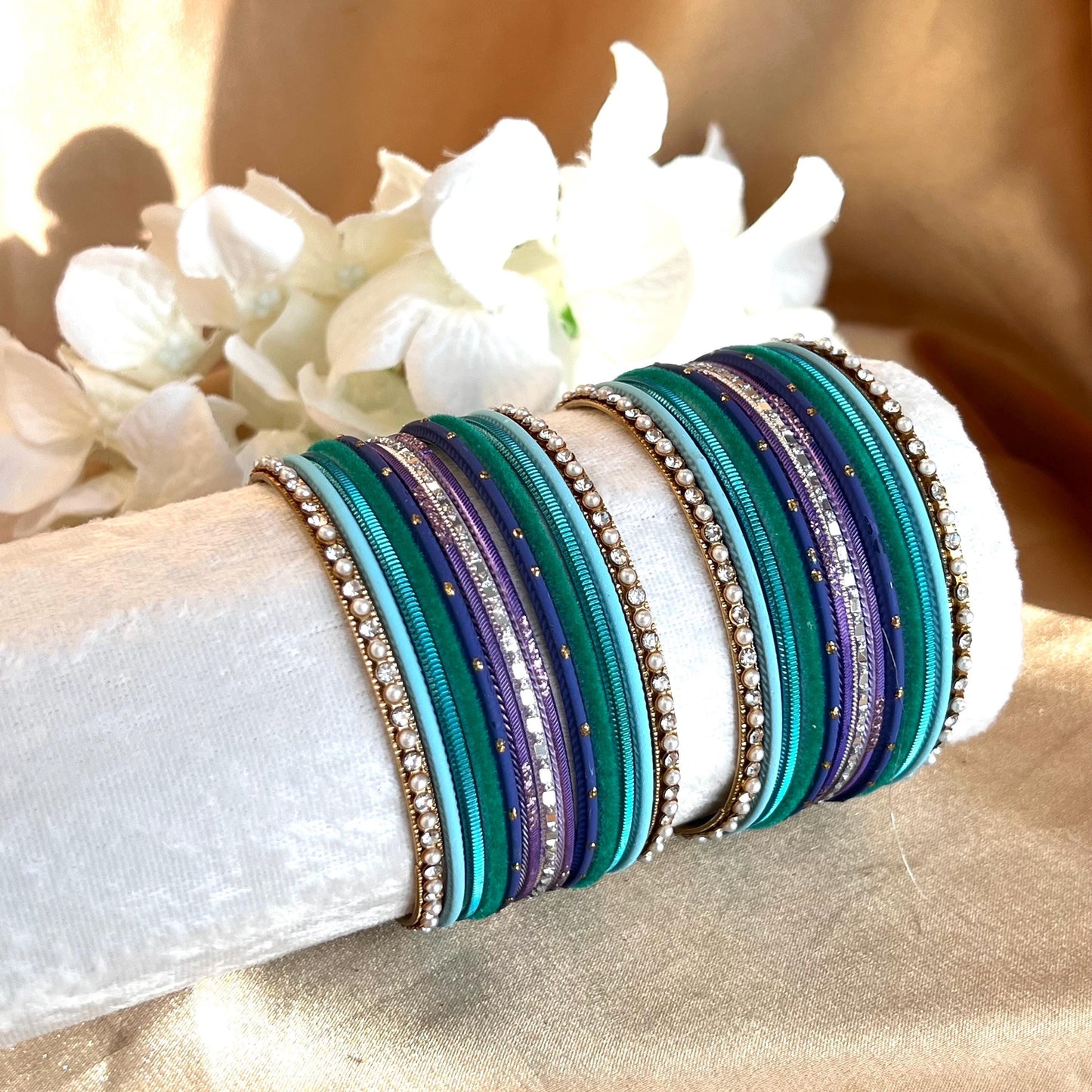 Blue Purple Small Bangle Set for Both Arms traditional Bollywood Indian Pakistani Churi set Jewelley Fashion wedding jewellery sale 2.6