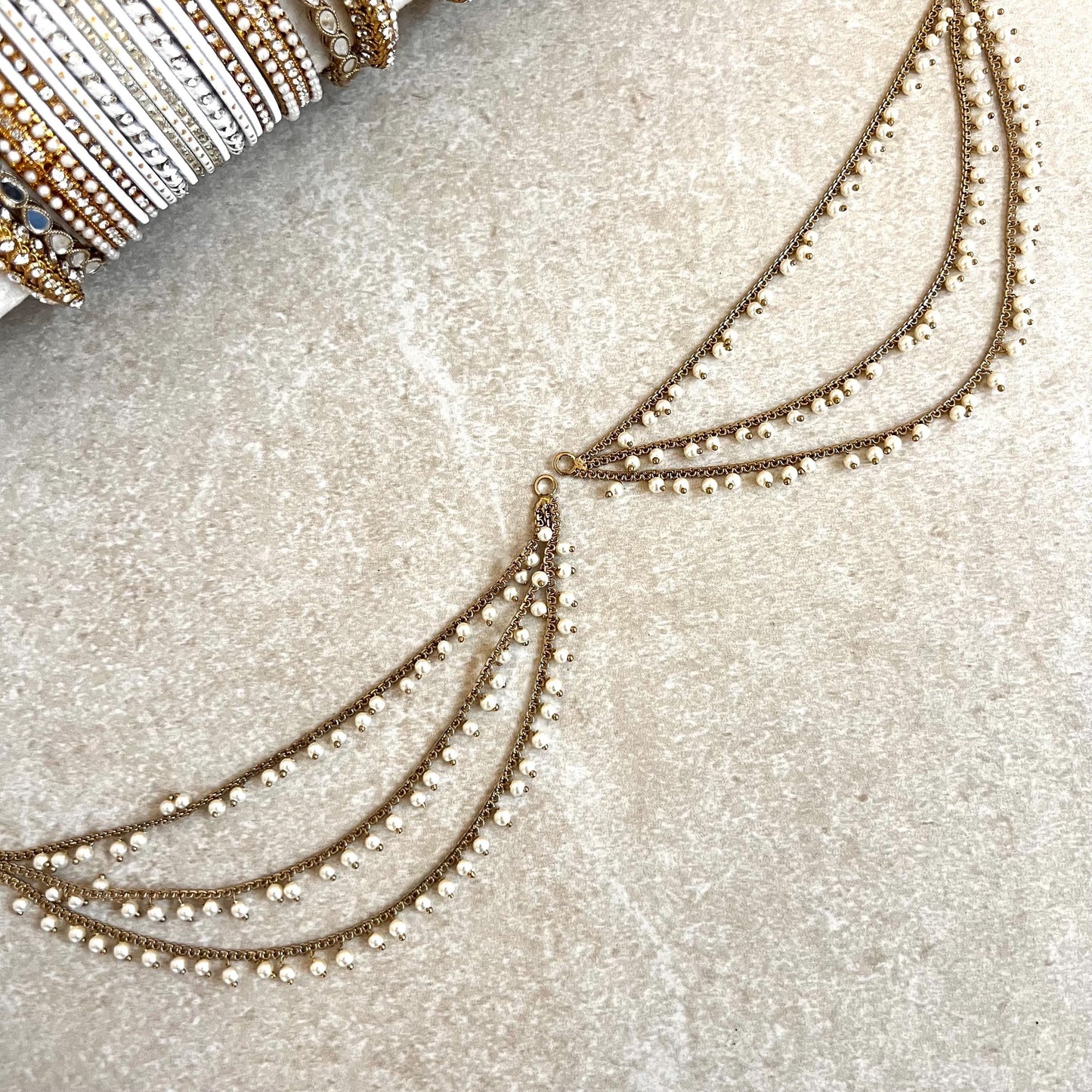 Antique Gold Pearl Ear Chains to add to any earring style. Bollywood  (Saharey) / Indian Style Earring/ Fashion Jewellery/ Gift for Women