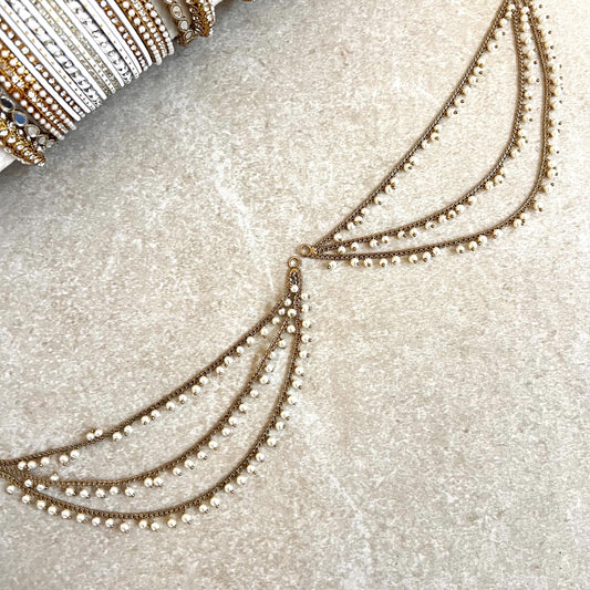 Antique Gold Pearl Ear Chains to add to any earring style. Bollywood  (Saharey) / Indian Style Earring/ Fashion Jewellery/ Gift for Women