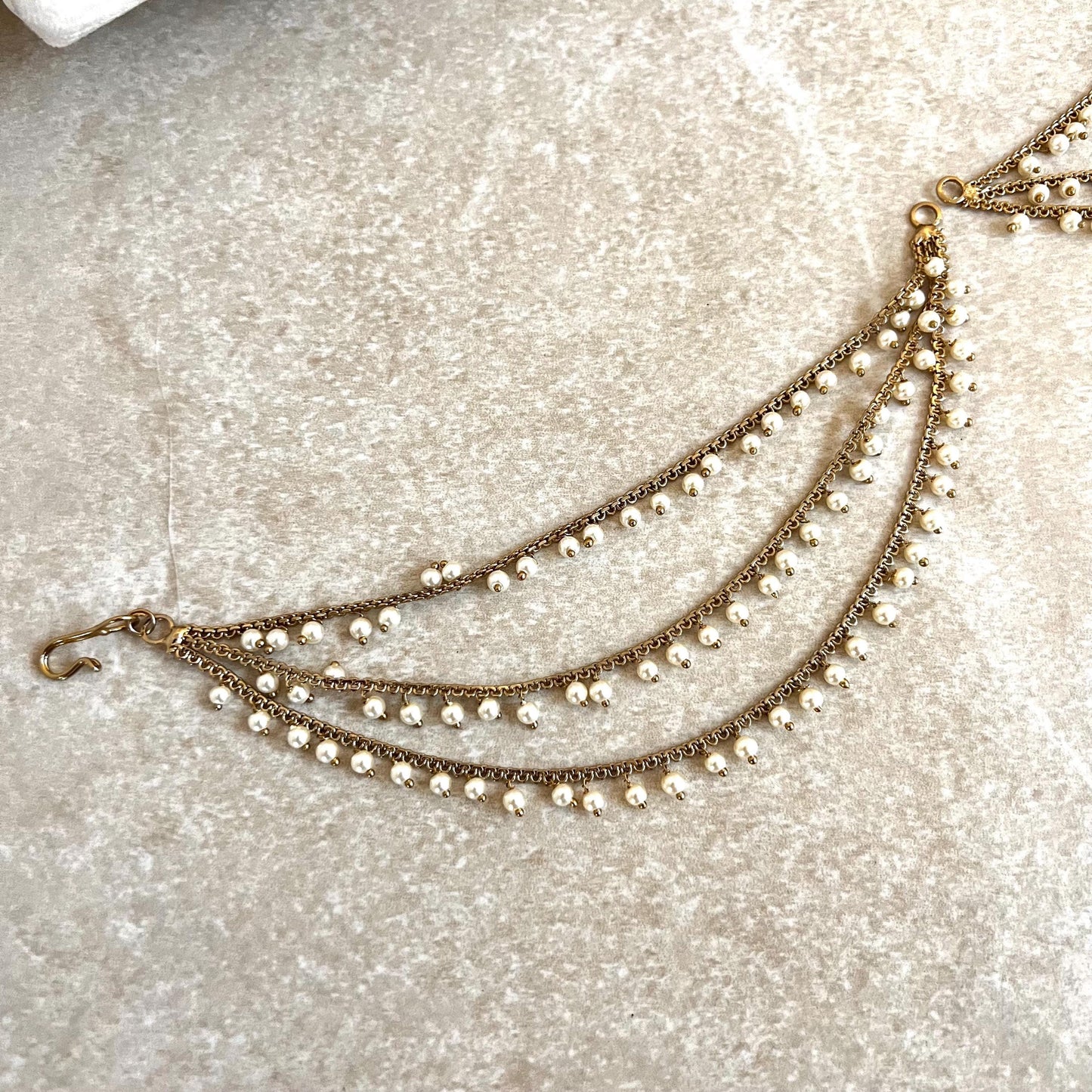 Antique Gold Pearl Ear Chains to add to any earring style. Bollywood  (Saharey) / Indian Style Earring/ Fashion Jewellery/ Gift for Women