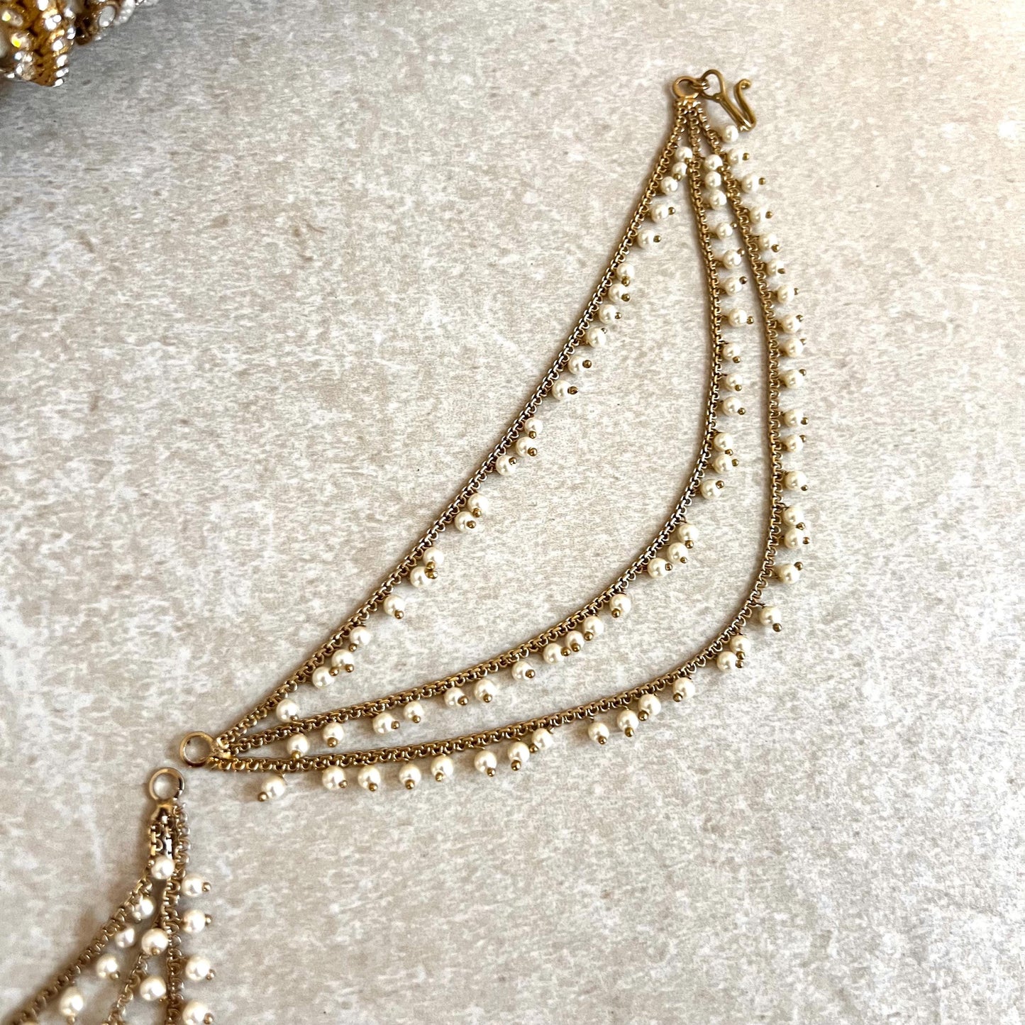 Antique Gold Pearl Ear Chains to add to any earring style. Bollywood  (Saharey) / Indian Style Earring/ Fashion Jewellery/ Gift for Women