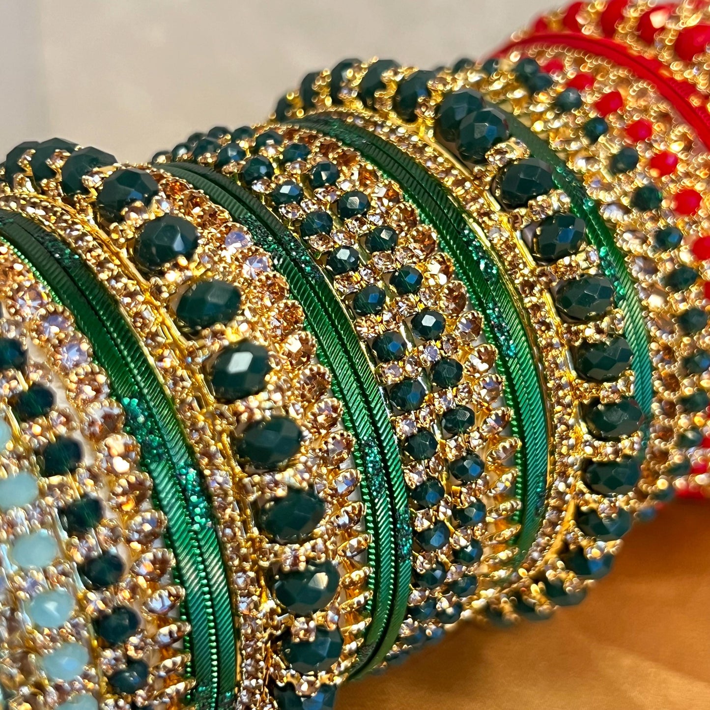 Blue Green Red Small Bangle Set Both Arms Traditional Bollywood Indian Pakistani Churi Jewelley Fashion Bracelet wedding jewellery sale 2.4