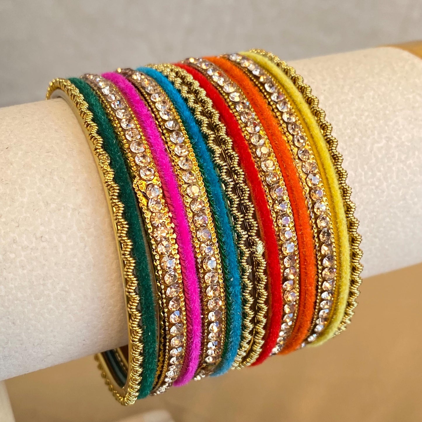 One Arm Multicolour Golden Bangles/Indian/ Pakistani/Jewelley/ Fashion Bracelet/ 2.6 Medium Size