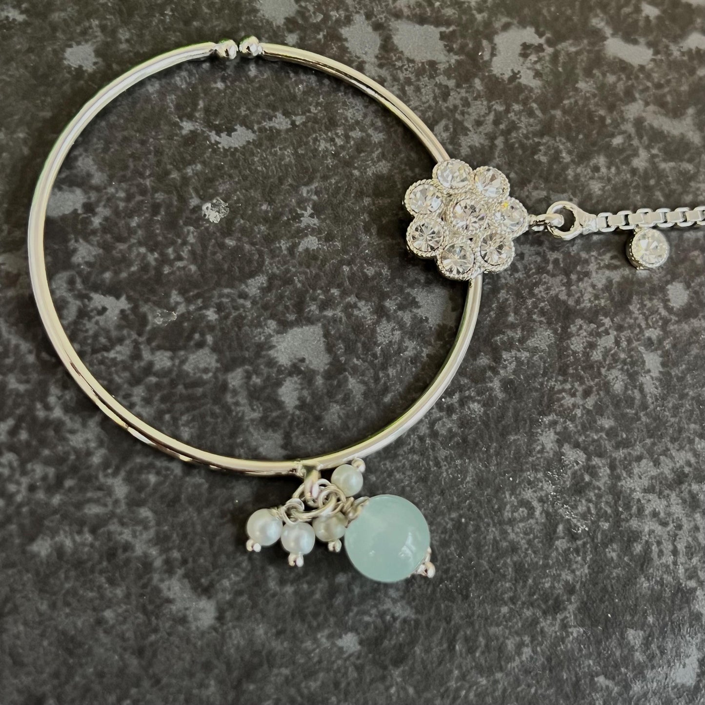 Medium Clip On Silver & Pastels Nose Ring - Left Side Nose Ring/Pink Nose Ring/ Blue Nose Ring/ Silver Nose Ring/Indian/Pakistani style/Nath