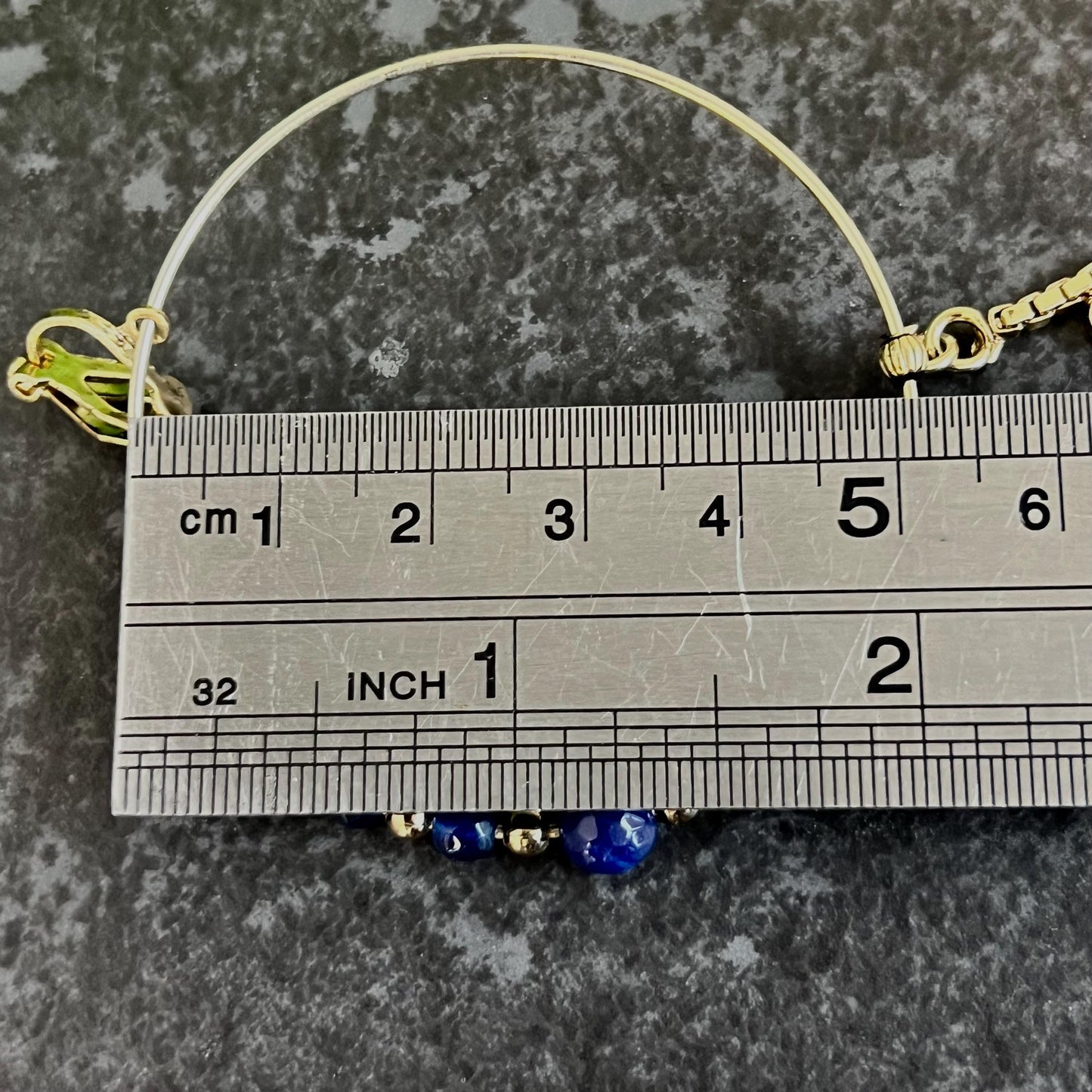 Navy & Gold Medium Indian Piereced Nose Ring - Slightly Imperfect - Clip On Added For Non-Piericing/Nath /Indian Nose Jeweller