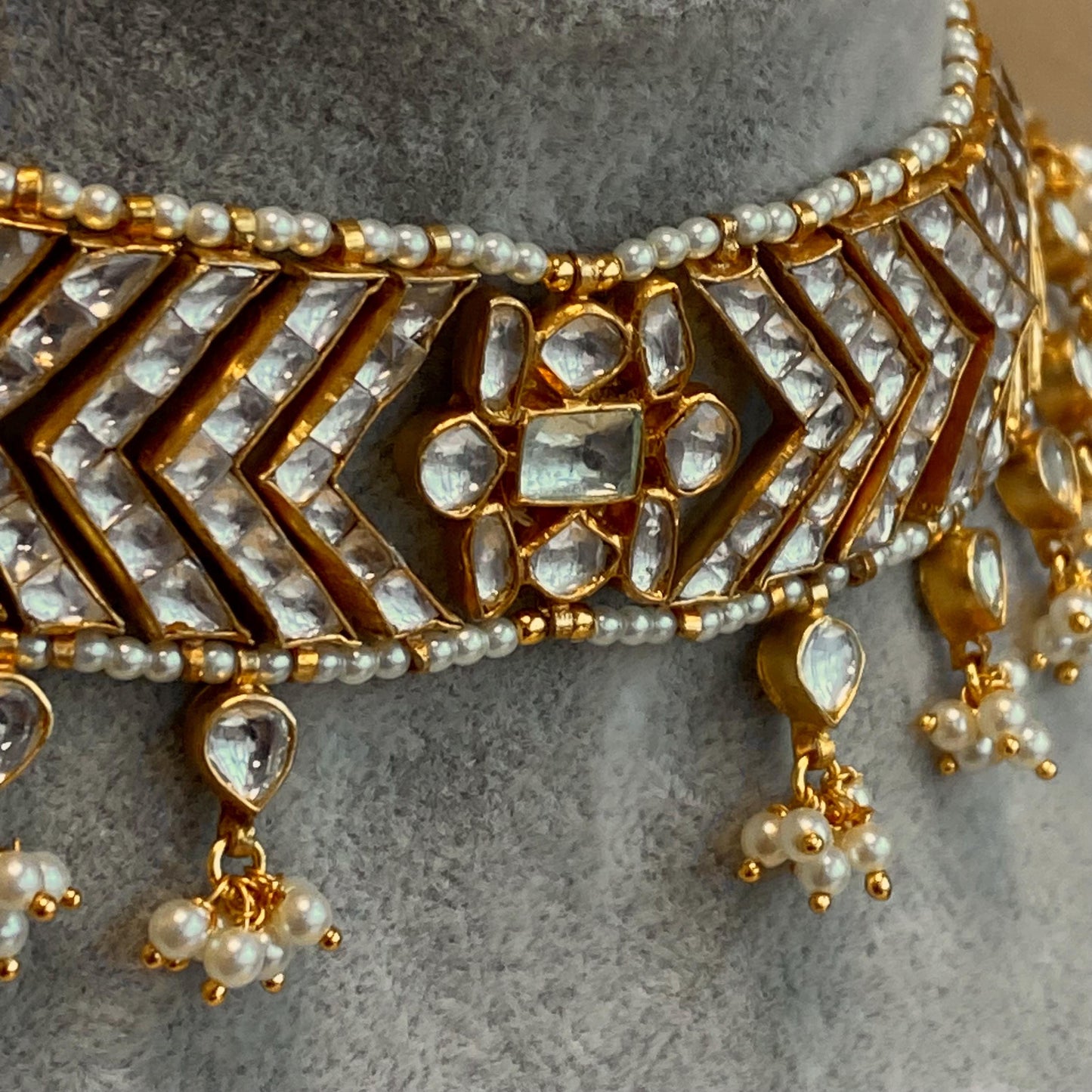 Real Kundan Bright Gold Choker Only/ Unique Style/ Indian/ Pakistani/Fashion Jewellery/ Gift for Women