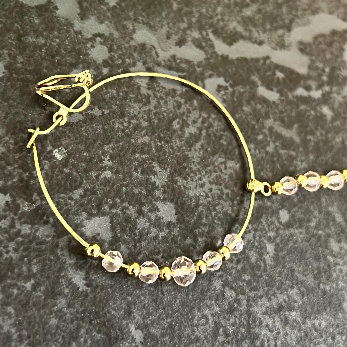 Medium Clip On Antique Gold Pink Nose Ring - Left Side Nose Ring - Light Pink Nose Ring/Indian/Pakistani style/Nath