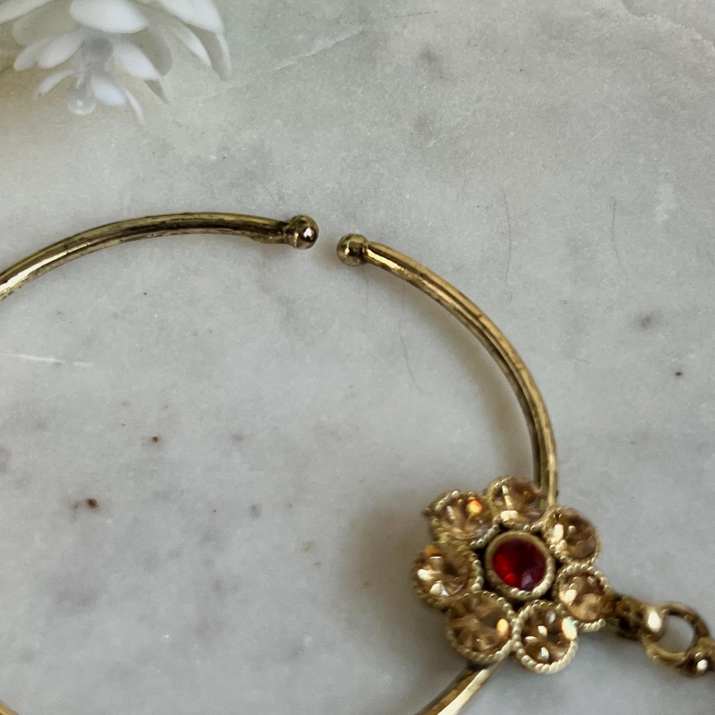 Medium Slide Type Maroon Left Side Nose Ring - Slightly Imperfect/ Indian Nose Rings/Pakistani style /Indian Nose Jewellery/ Nath