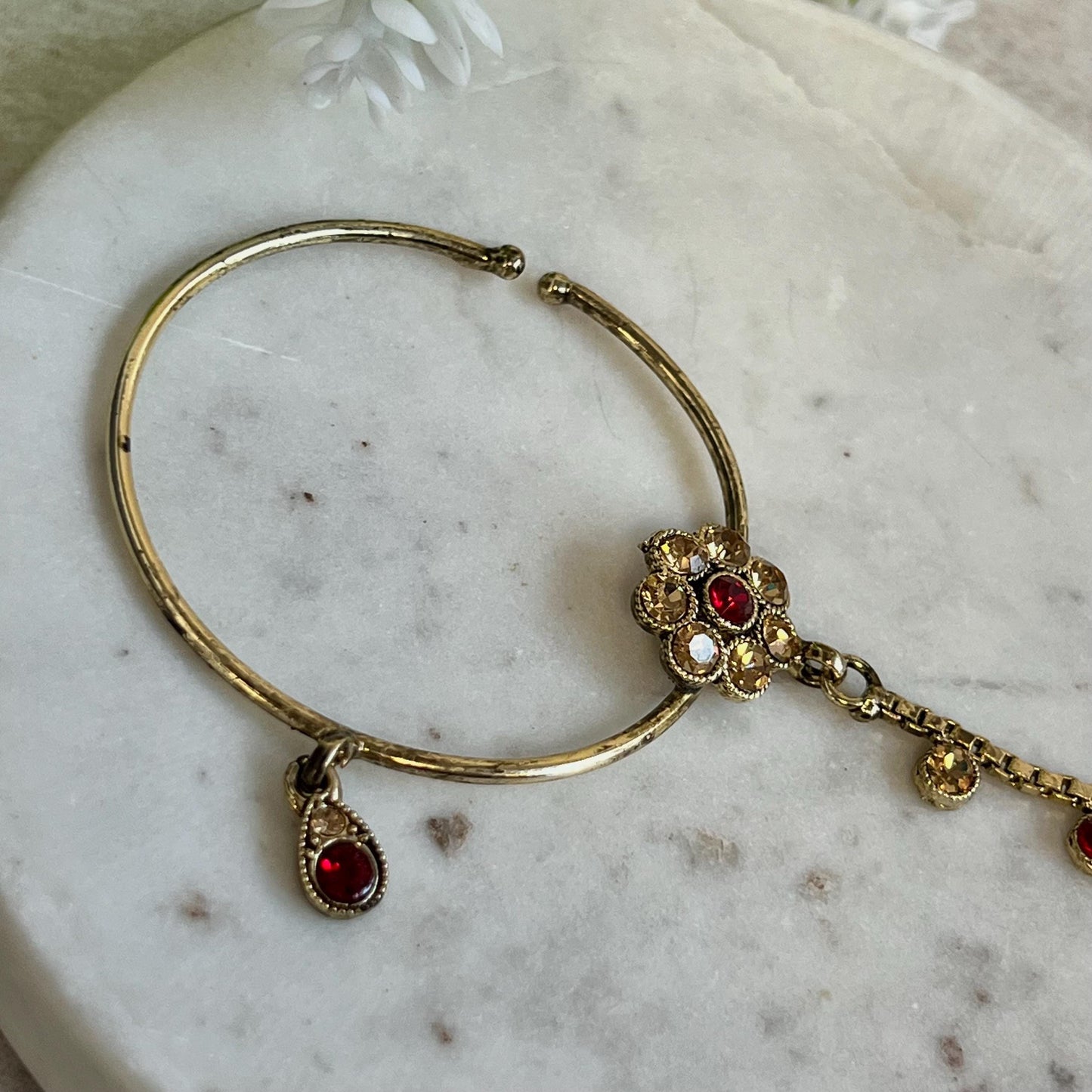 Medium Slide Type Maroon Left Side Nose Ring - Slightly Imperfect/ Indian Nose Rings/Pakistani style /Indian Nose Jewellery/ Nath