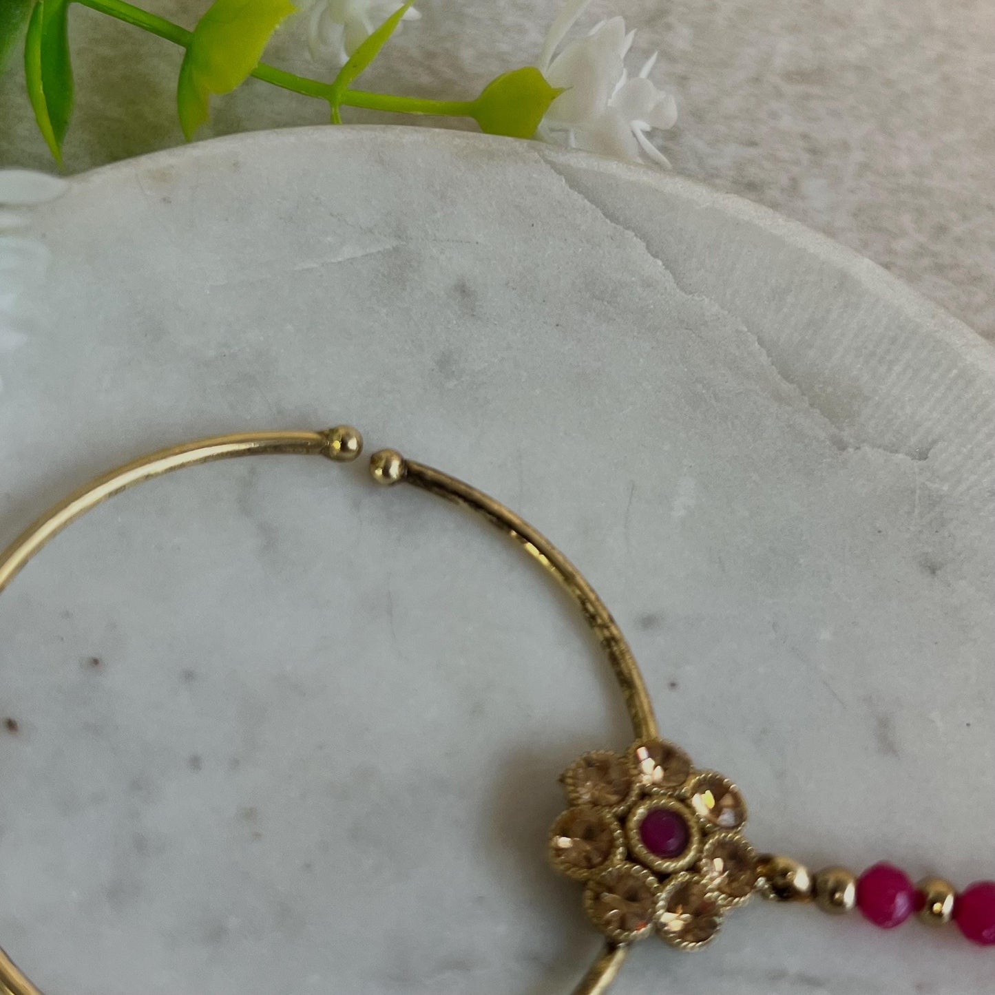 Medium Slide Type Hot Pink Left Side Nose Ring - Slightly Imperfect/Pink Nose Rings/Pakistani style /Indian Nose Jewellery/ Nath