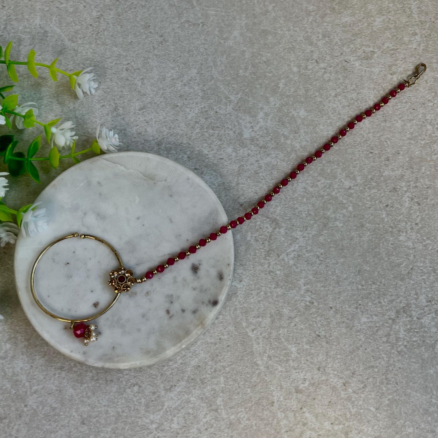 Medium Slide Type Hot Pink Left Side Nose Ring - Slightly Imperfect/Pink Nose Rings/Pakistani style /Indian Nose Jewellery/ Nath