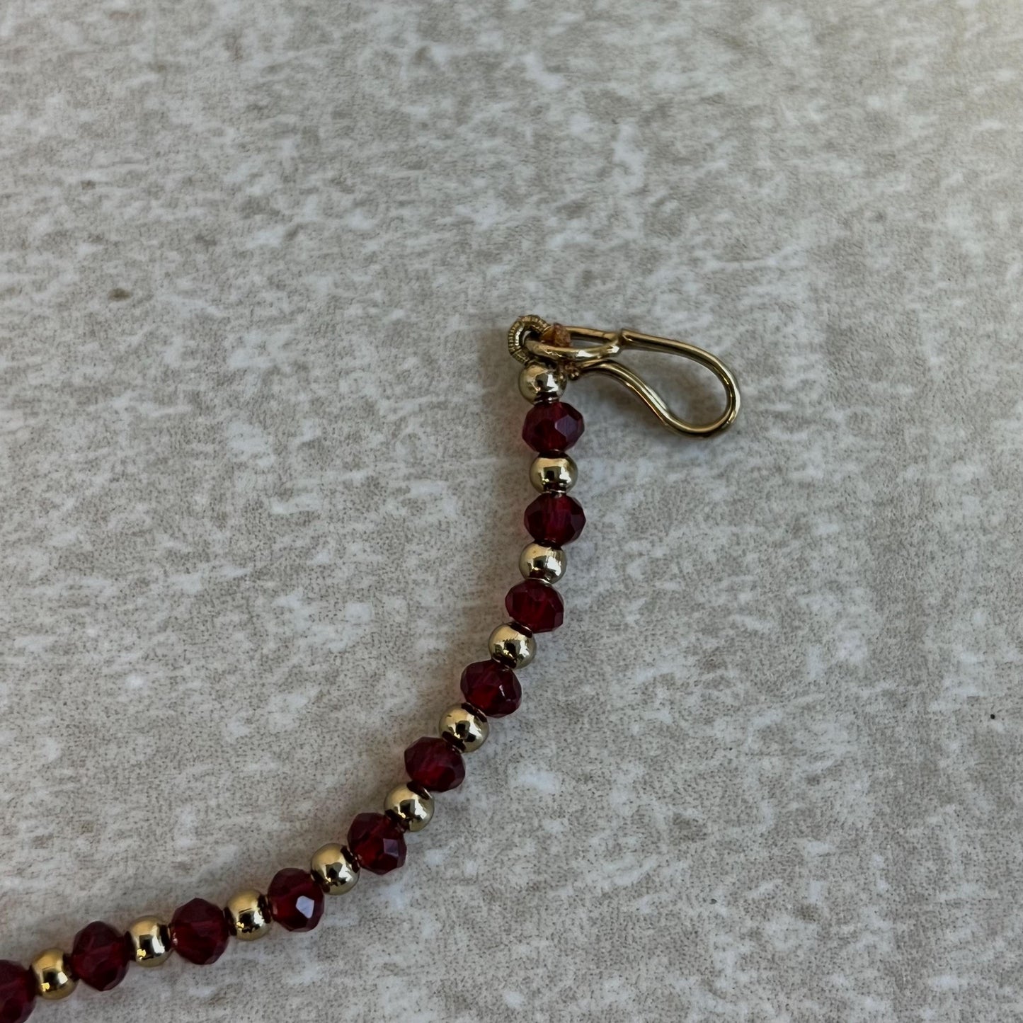 Medium Maroon & Clear Antique Gold Slide Type Nose Ring-  Left Side - Slightly Imperfect/ Nose rings for Women/Indian/Pakistani style