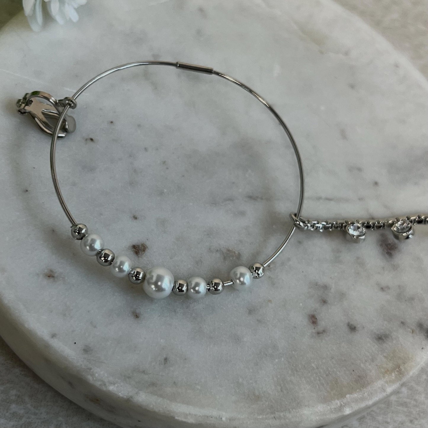 Large Silver Crystal Nose Ring - Left Side/ Silver Nose Ring/Indian/Pakistani style/Nath