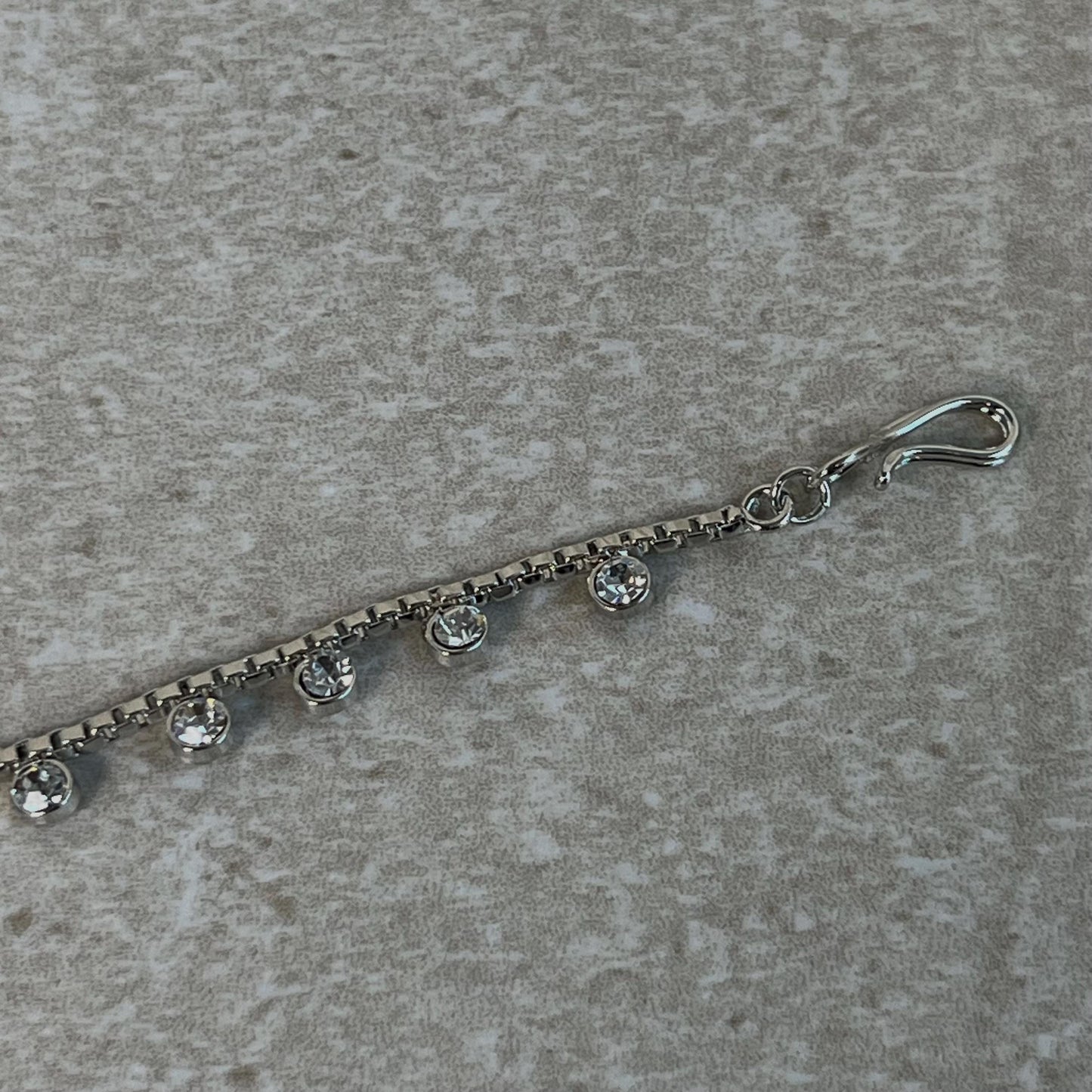 Large Silver Crystal Nose Ring - Left Side/ Silver Nose Ring/Indian/Pakistani style/Nath