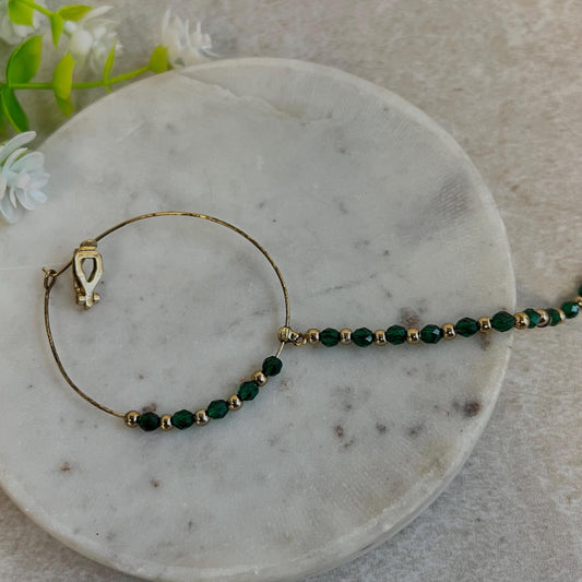 Medium Green Bead Antique Gold Nose Ring/ Non-Piercing Type Nose Ring - Slight Imperfect/ Jewellery/Indian/Pakistani style/Nath