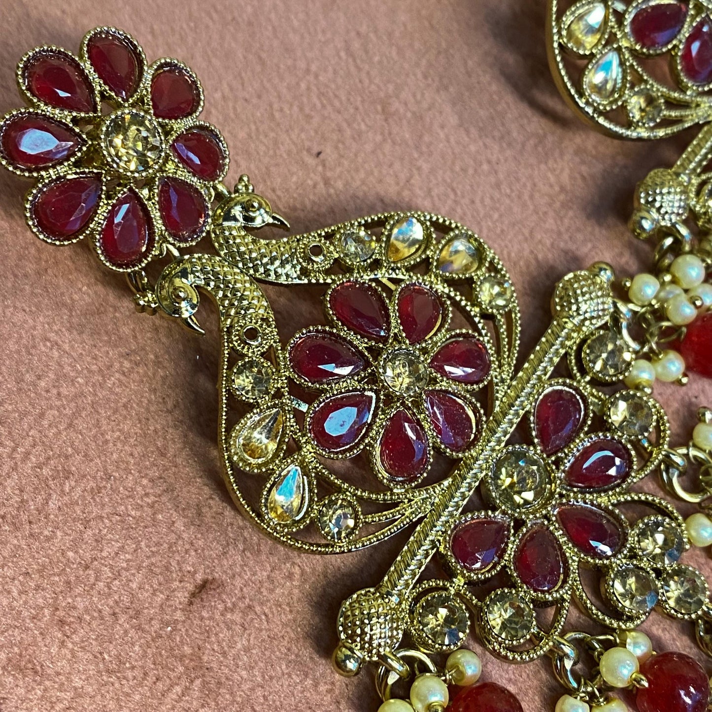 Large Golden Flat Earring 3 inch Rhinestone Indian Pakistani Bollywood Fashion Jewellery Gift High Quality Eid Wedding Party Set