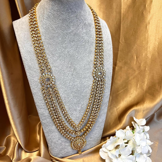 Heavy Champagne Zircon Crystal Long Mala Haar Long Necklace only Unique Style Bollywood Indian  Pakistani Fashion Jewellery Gift for Women