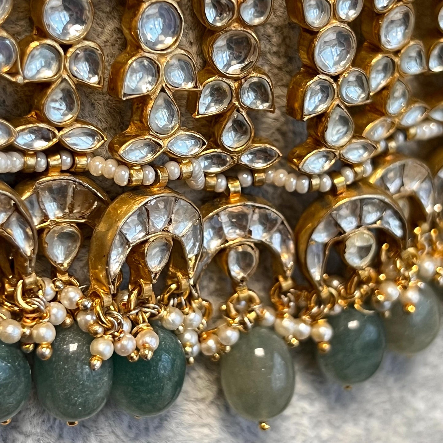 Real Kundan Bright Gold Green Clear Necklace set Earring High Quality Bollywood Indian Pakistani Fashion Jewellery Gift for Women