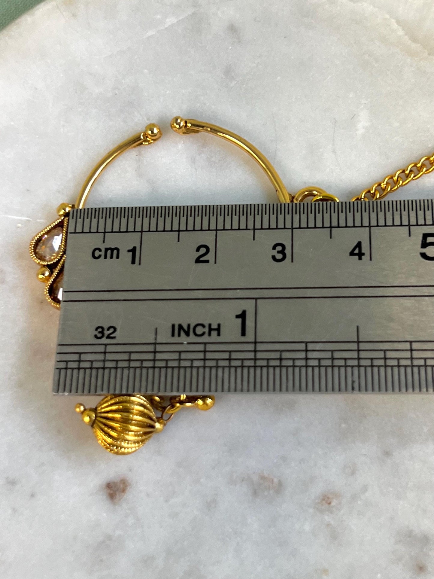 Bright Gold Non-Piercing Nose Ring - with chain/ Fashion Jewellery/ Gift/ Indian/Nath /Indian Nose Jewellery/Slide Type Nose Ring