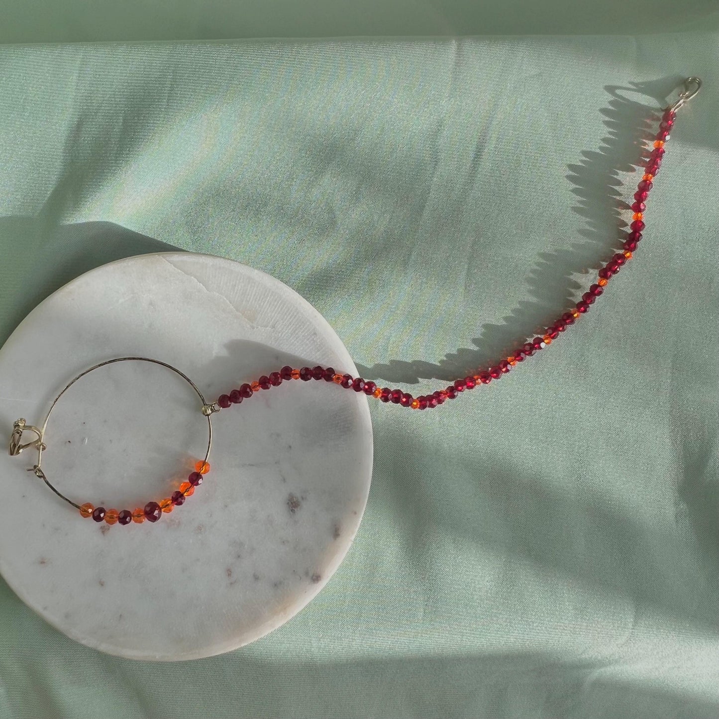 Large Maroon & Orange Clip On Nose Ring - Left Side Only - Slightly Imperfect/Nose Rings/Indian/Pakistani style /Indian Nose Jewellery