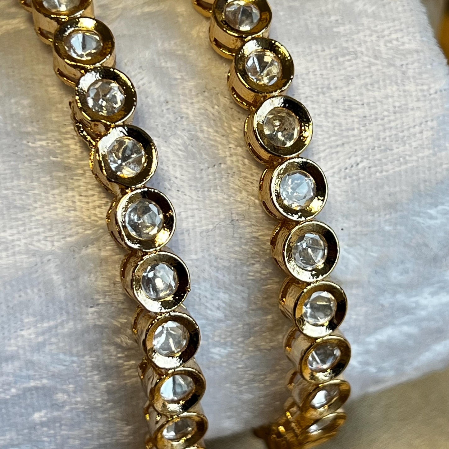 Set of 2 Clear Kundan Single Bangles Bollywood High Quality Pakistani Indian Bangle Jewelley Fashion Bracelet