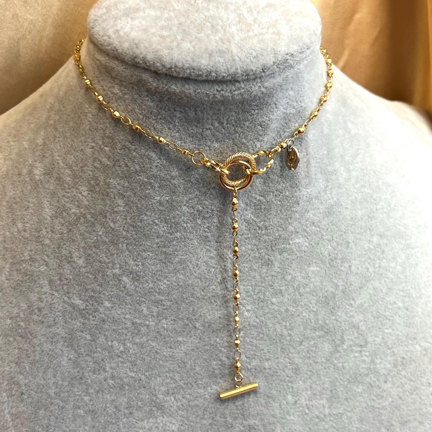 NEW!Stainless Silver 316L Everyday Gold and Pearl Chain High Quality Tarnish Free Necklace Gift High Fashion Layering Stylish Hypoallergenic