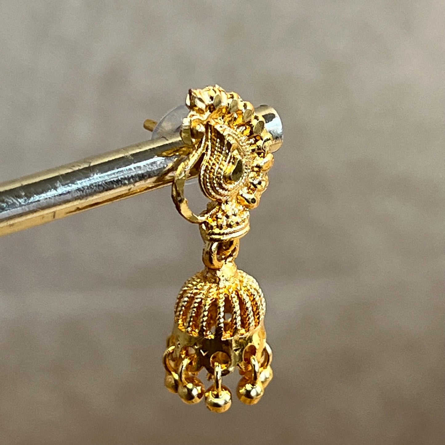 NEW JHUMKA! Bright Gold Cute Stud Micro Jhumka 1 Inch Gift Indian Pakistani Lightweight Weight Earrings/Valentines gifts