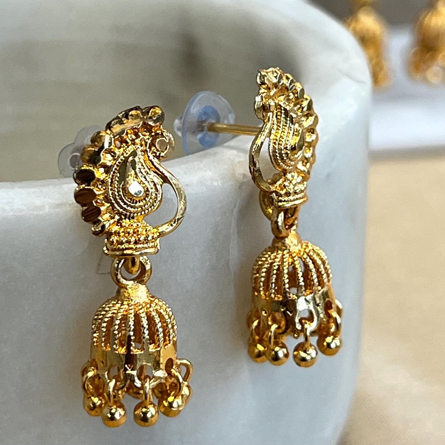 NEW JHUMKA! Bright Gold Cute Stud Micro Jhumka 1 Inch Gift Indian Pakistani Lightweight Weight Earrings/Valentines gifts