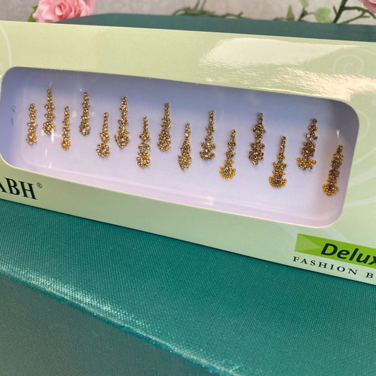 Golden Crystal Bindi Pack /Bindiya/ Chanlo/ Indian Accessory/ Forehead