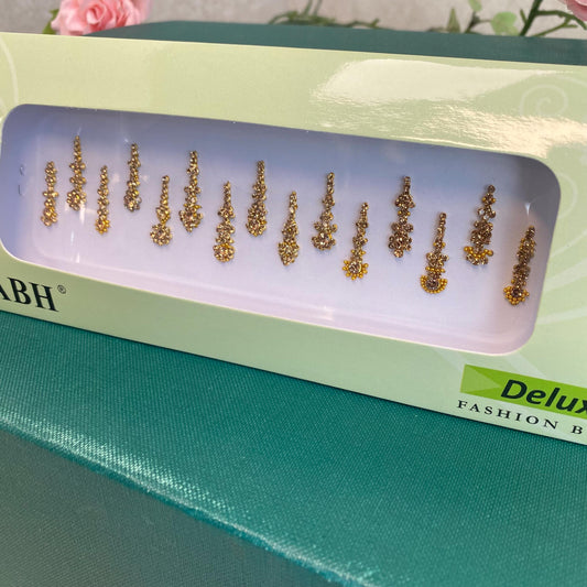 Golden Crystal Bindi Pack /Bindiya/ Chanlo/ Indian Accessory/ Forehead