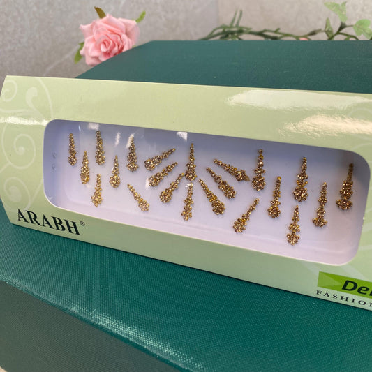 Golden Crystal Bindi Pack /Bindiya/ Chanlo/ Indian Accessory/ Forehead