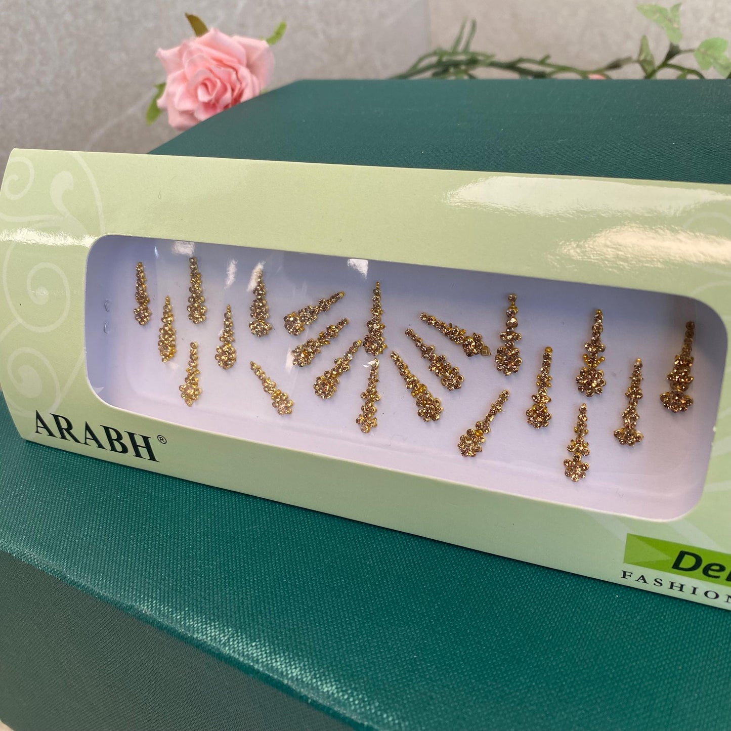 Golden Crystal Bindi Pack /Bindiya/ Chanlo/ Indian Accessory/ Forehead