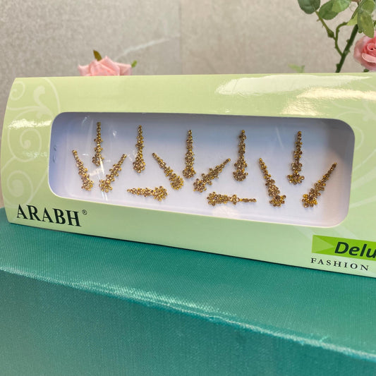 Golden Crystal Bindi Pack /Bindiya/ Chanlo/ Indian Accessory/ Forehead