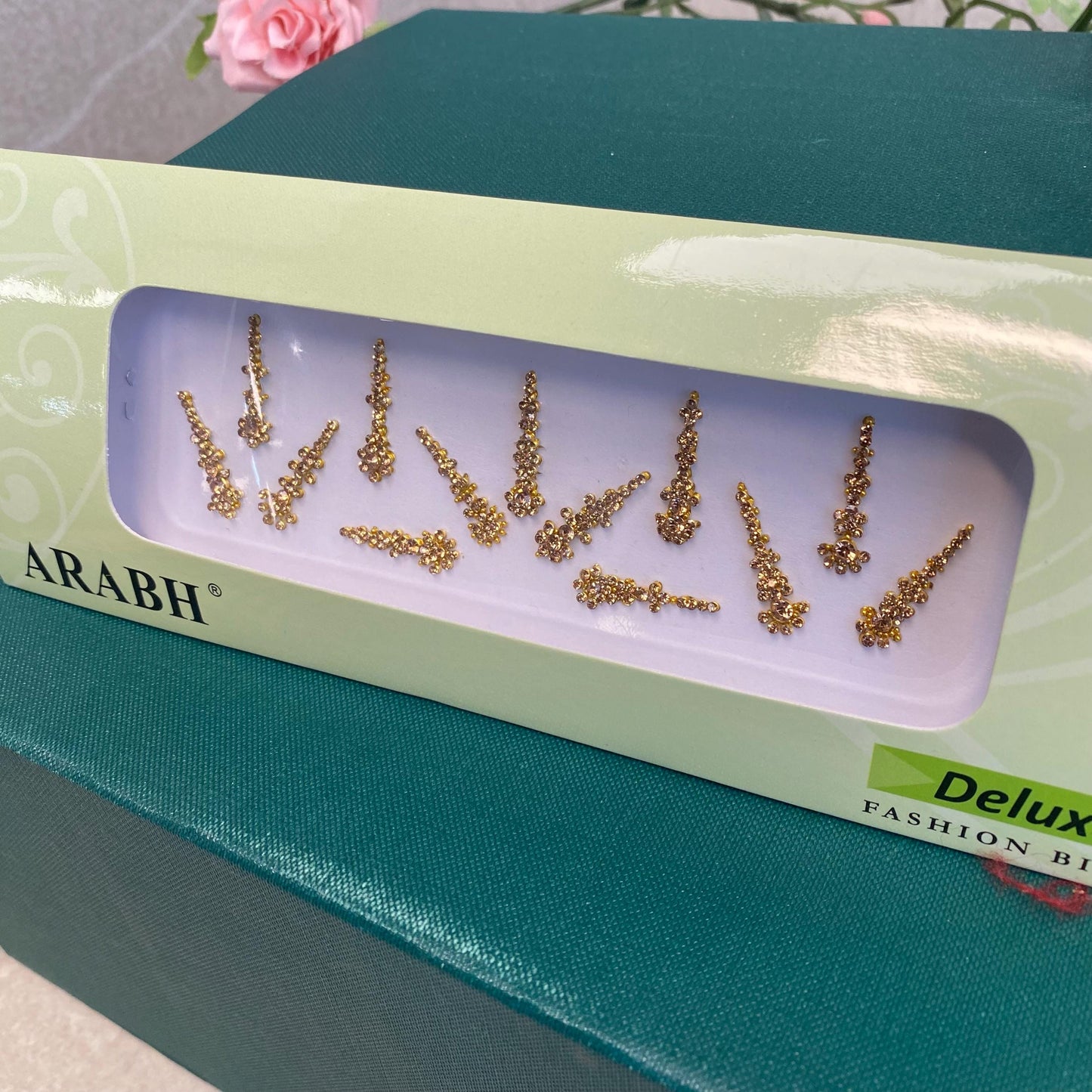 Golden Crystal Bindi Pack /Bindiya/ Chanlo/ Indian Accessory/ Forehead