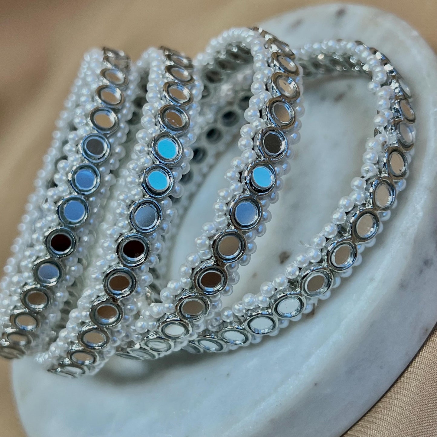 Set of 4 Silver Mirror Bangles/Indian Bangles/Mirror Bangles/Silver Bangles/ Pakistani/Jewellery/ Fashion Bracelet