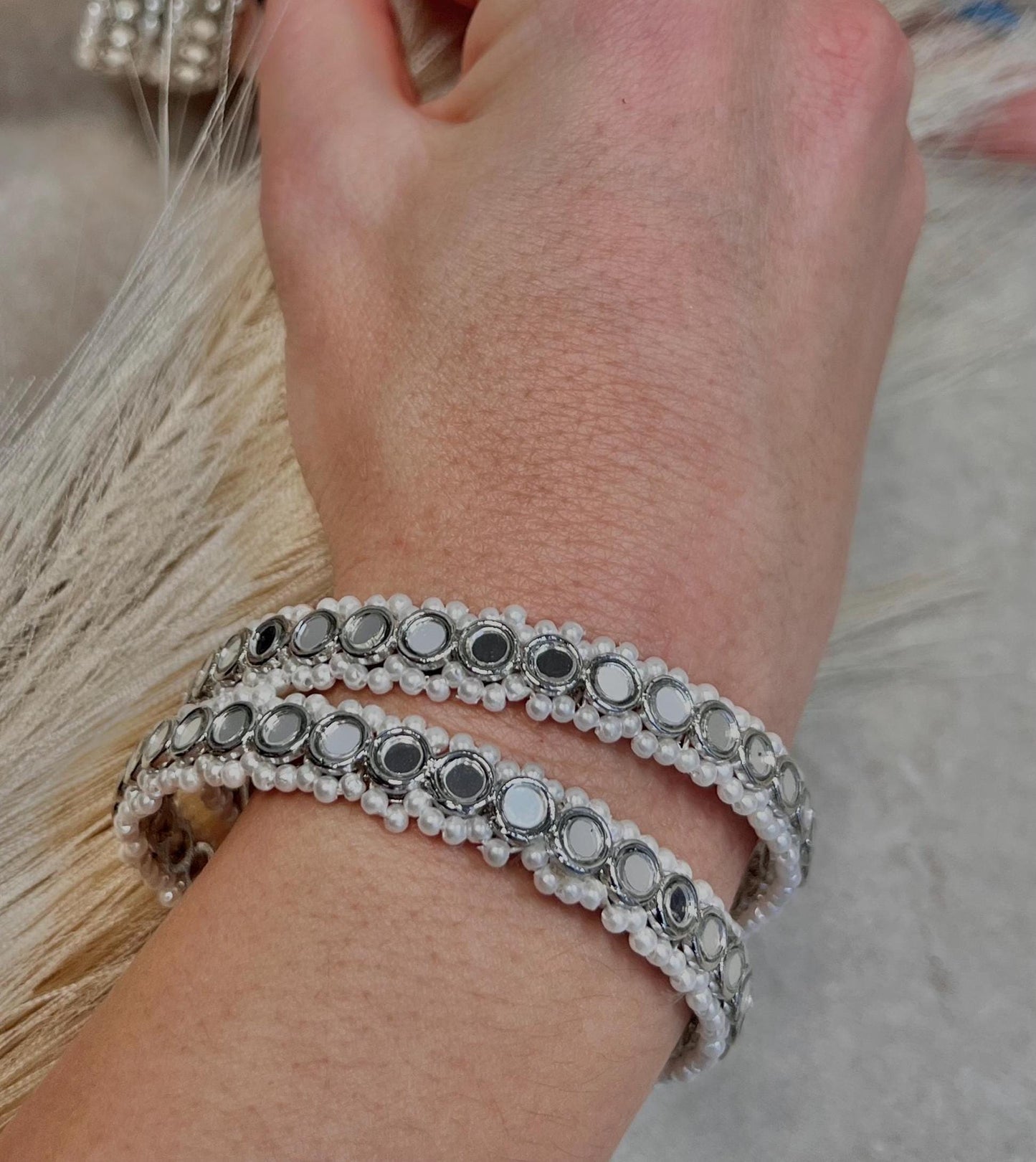 Set of 4 Silver Mirror Bangles/Indian Bangles/Mirror Bangles/Silver Bangles/ Pakistani/Jewellery/ Fashion Bracelet