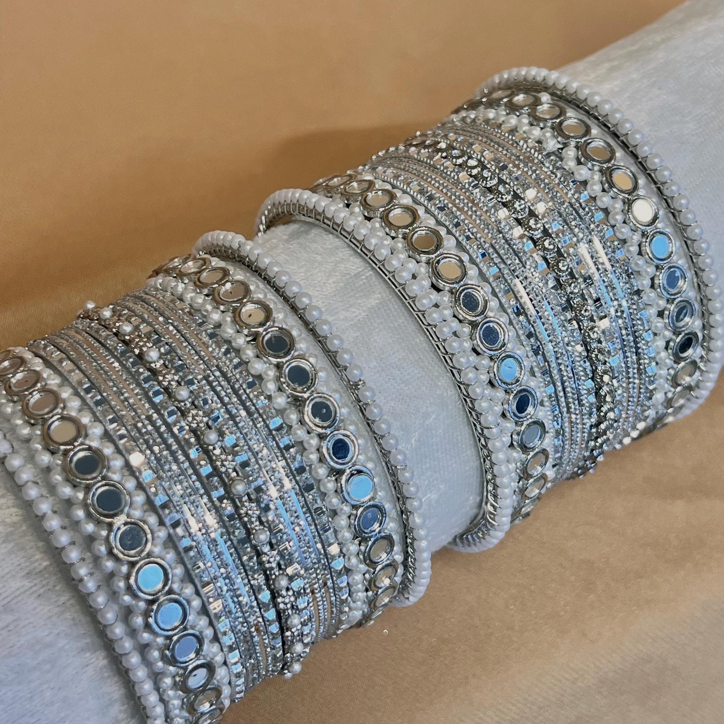 Small Silver Mirror Bangle Set/Silver Bangle Set/Mirror Bangles/Silver Bangles/ Pakistani/Jewellery/ Fashion Bracelet