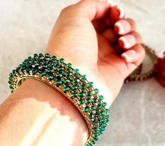 Green Antique Gold Rhinestone Set Of 4 Bangles High Quality Indian Pakistani Style Bollywood Fashion Jewellery Churi Bracelet All Sizes