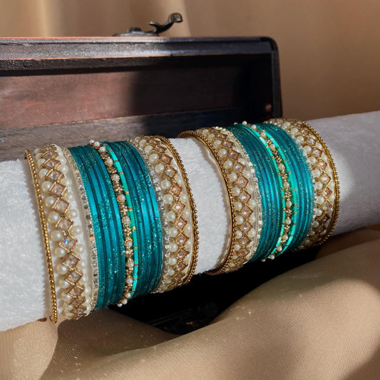 Teal Small Bangle Set Both Arms - 2.6/Teal Bangles/