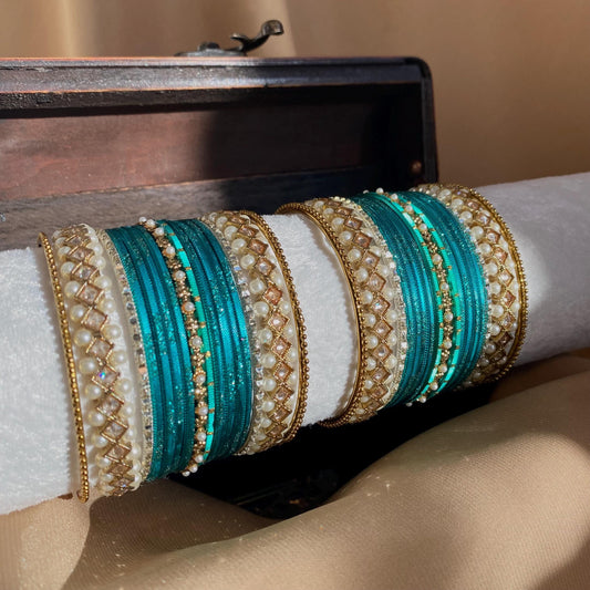 Teal Small Bangle Set Both Arms - 2.6/Teal Bangles/