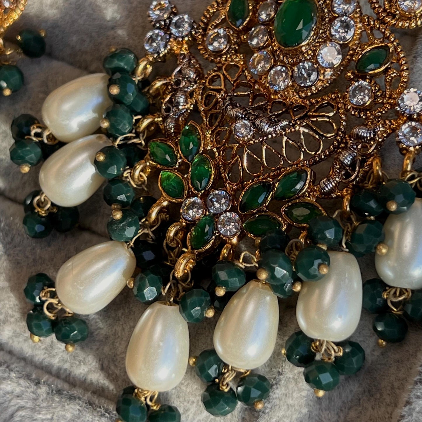 Green Bridal Necklace set Bollywood Indian Pakistani New Style High Quality Wedding Fashion Jewellery Necklace set with Jhumar